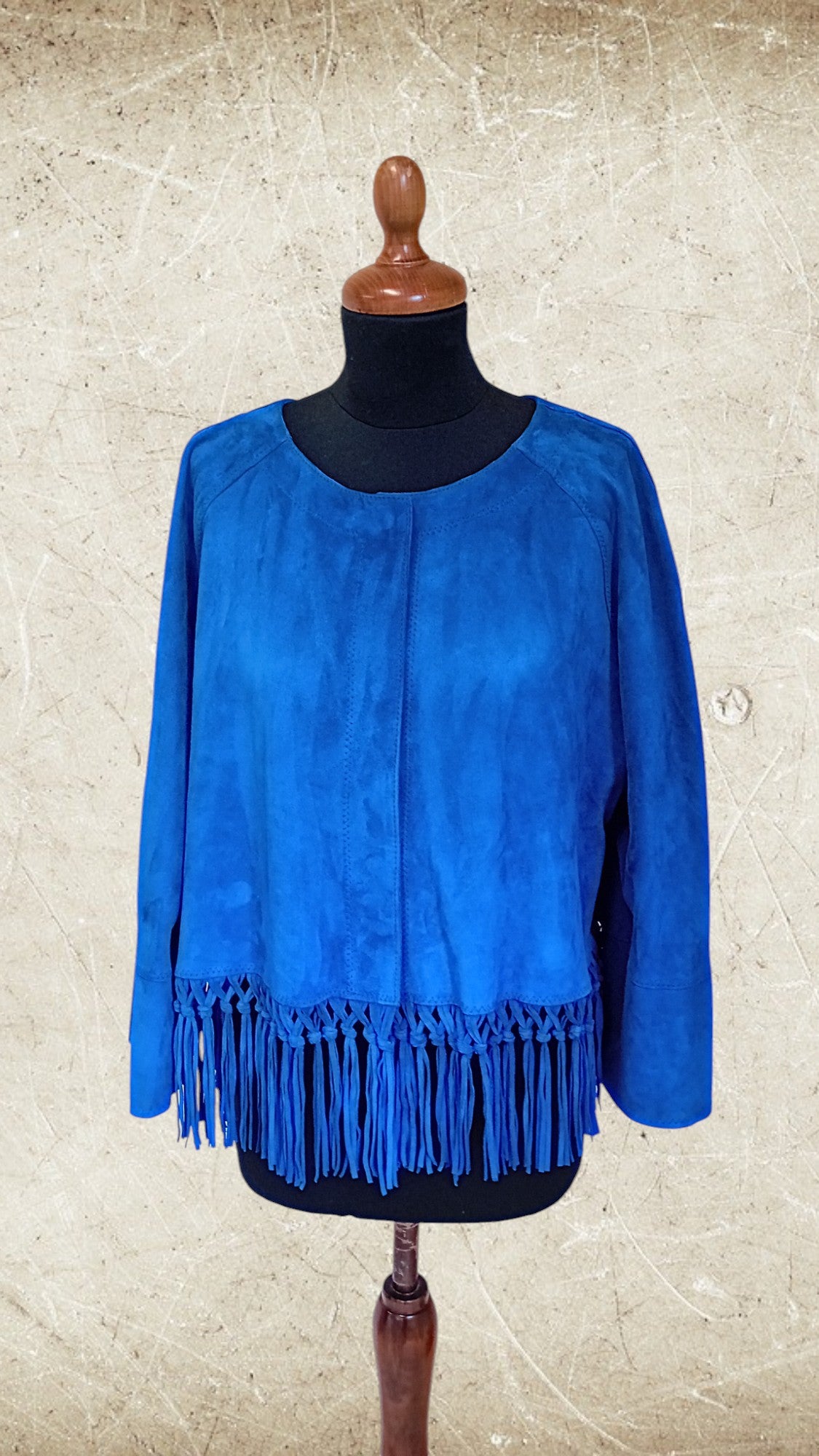 Giacchetto in pelle scamosciata color Cobalto Soffuso