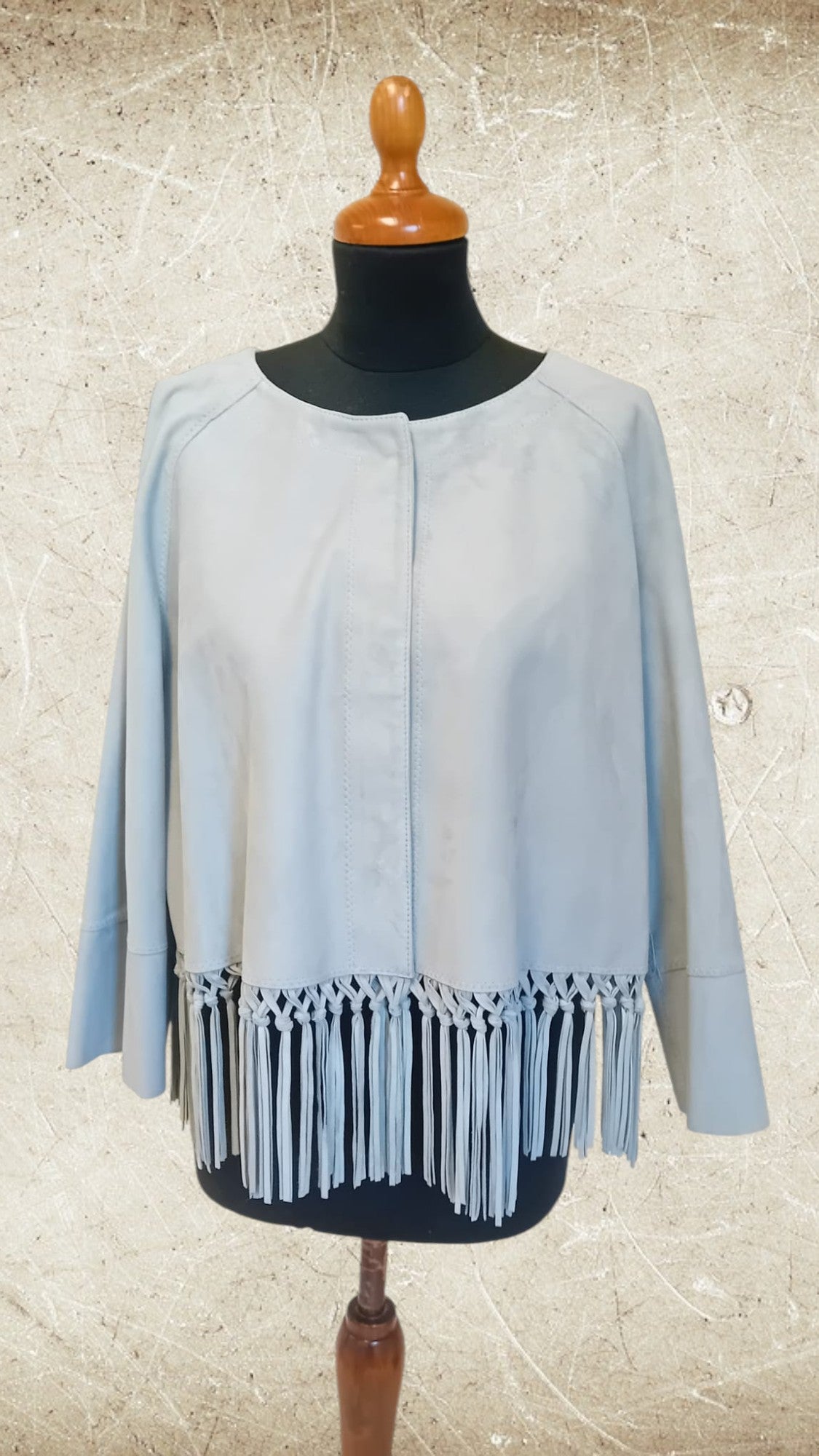 Giacchetto in pelle scamosciata color Grigio nebuloso Morgana
