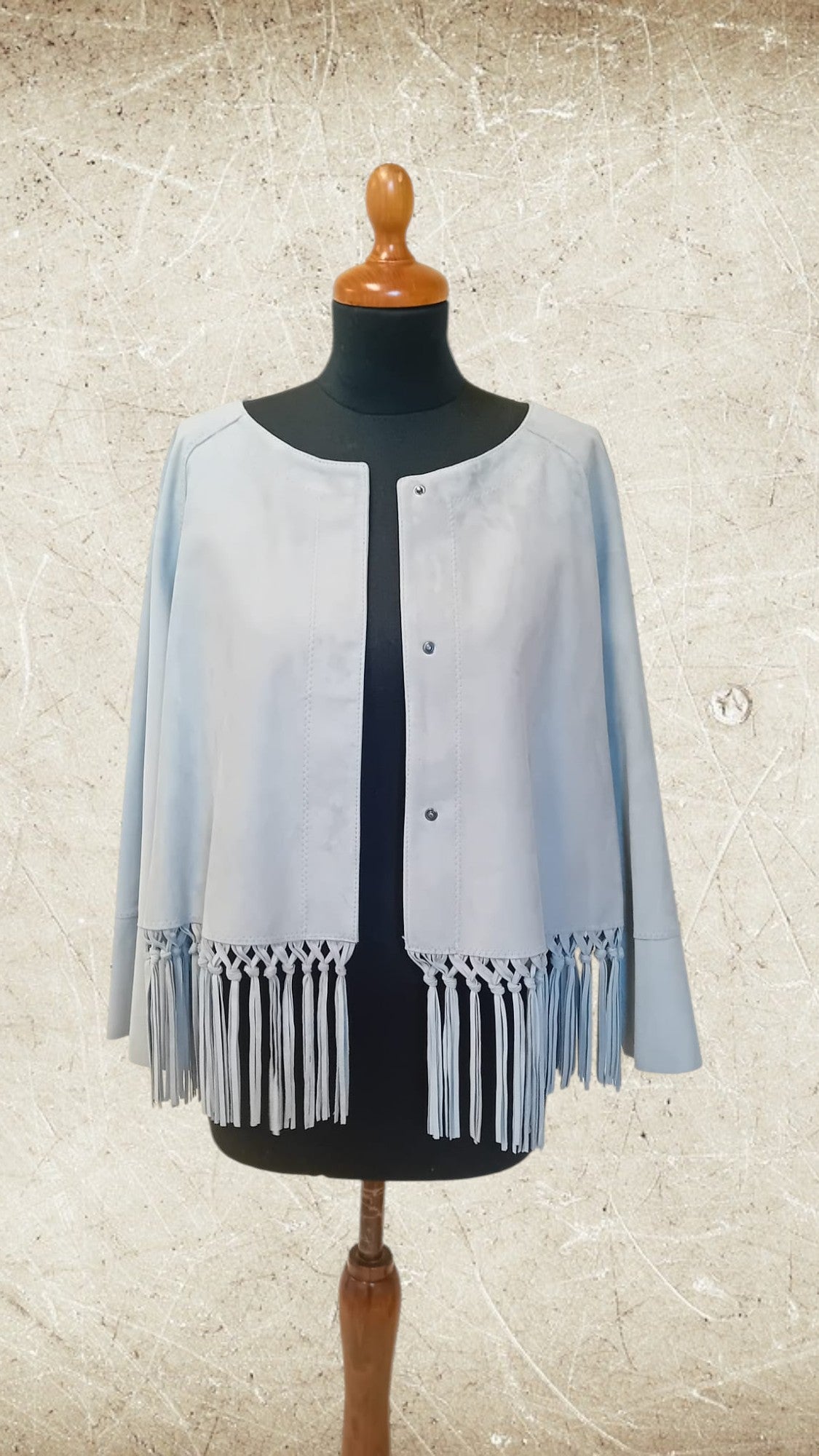Giacchetto in pelle scamosciata color Grigio nebuloso Morgana